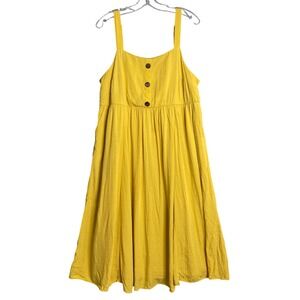 Torrid Cross Hatch Pinafore Midi Dress Womens Plus Size 1X Mustard Yellow Preppy